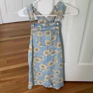 Overall dress with sunflowers